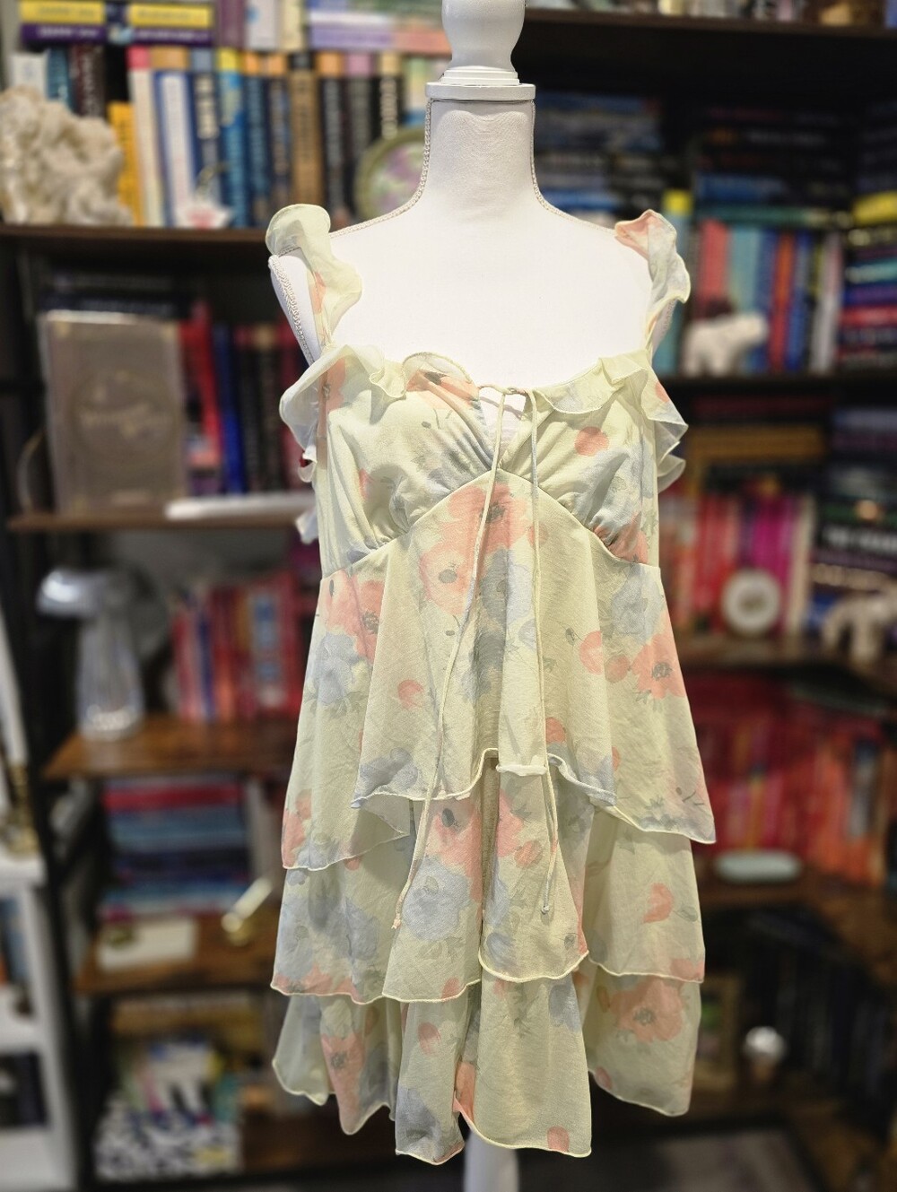 Wild Fable Women’s Ruffle Tiered Floral Dress - Pastel Yellow